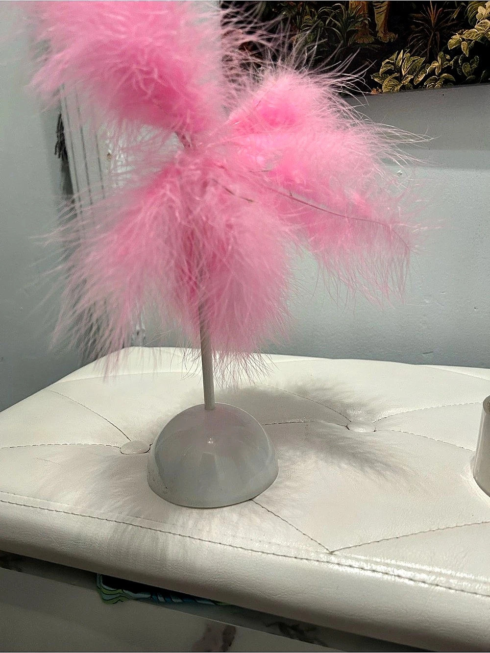 Pink Feather Decor with White Base